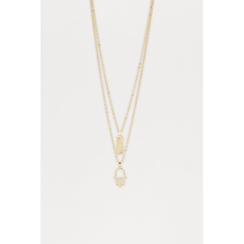 Hamsa & Amulet Necklace Set – Gold