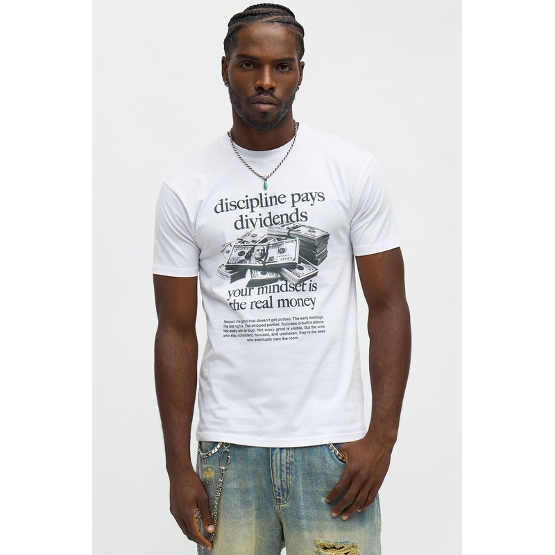 Discipline Pays Dividends Short Sleeve Tee – White