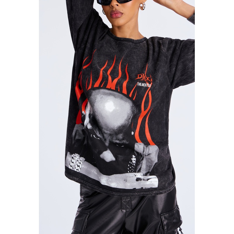 DMX Face Flames Washed Tee – Black
