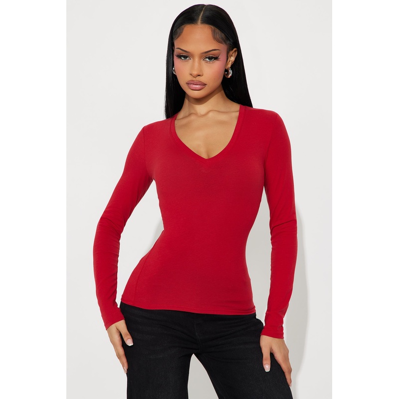 Nara Long Sleeve Top – DarkRed