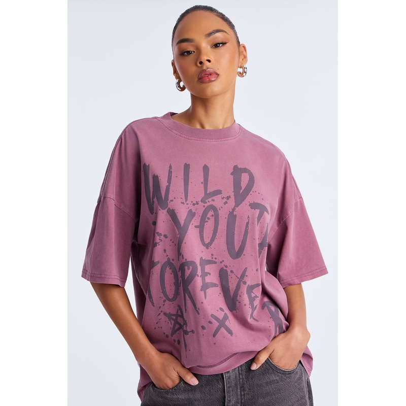 Wild Youth Forever Oversize Wash Tee – Purple