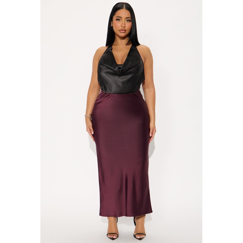 Brunch to GNO Satin Maxi Skirt – Plum