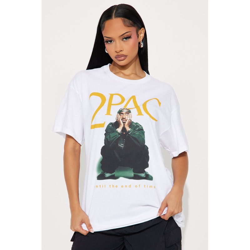 Tupac Sitting Oversized Tee – White