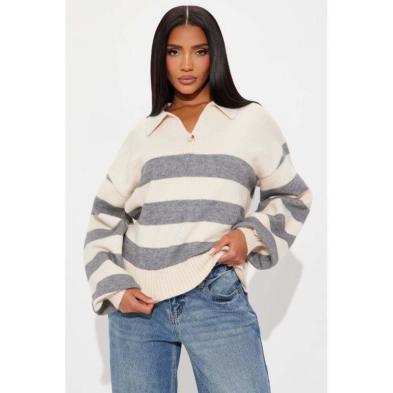 A Daily Thing Striped Sweater – Grey/combo