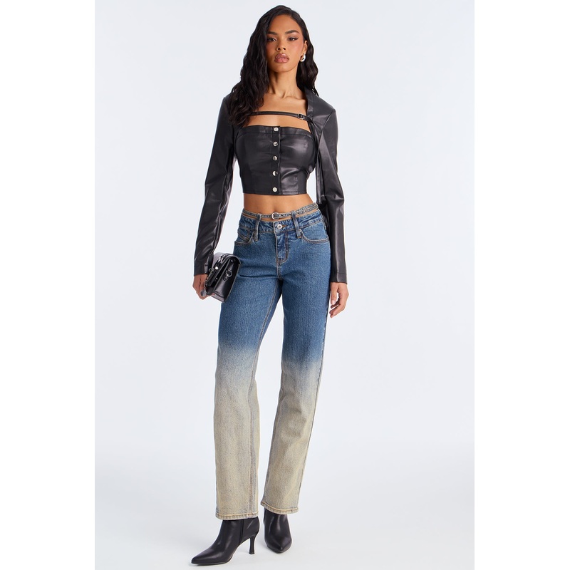 Ce Soir Belted Straight Leg Jeans – Vintage Wash