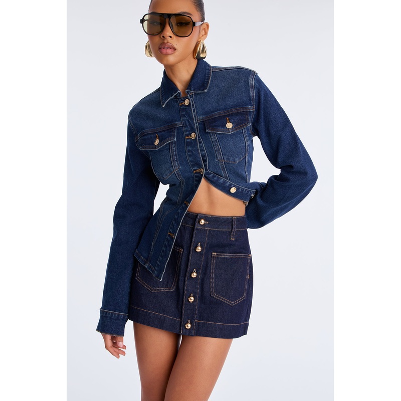 Taylor Button Up Denim Mini Skirt – Rinse Blue Wash