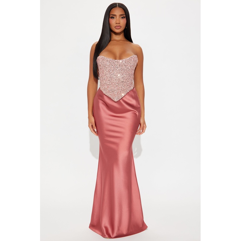 Aurora Satin Maxi Skirt – Rose