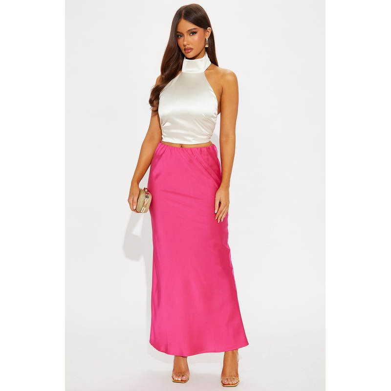 Brunch to GNO Satin Maxi Skirt – Pink