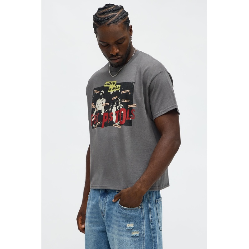 Sex Pistols Anarchy Oversized Short Sleeve Tee – Charcoal