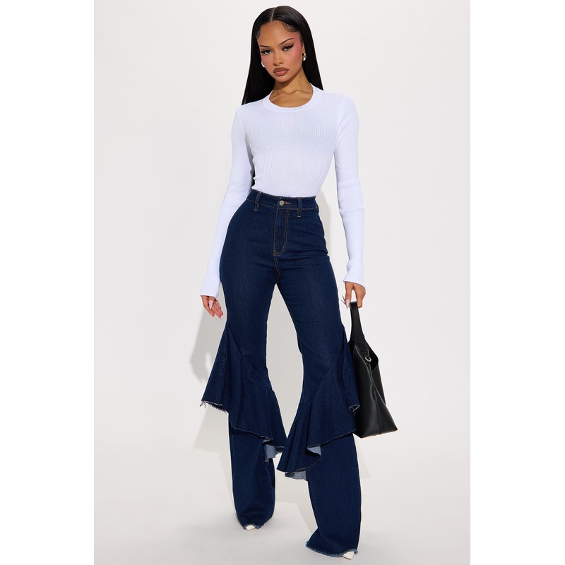 Sway All Night Ruffle Flare Jeans – Dark Wash