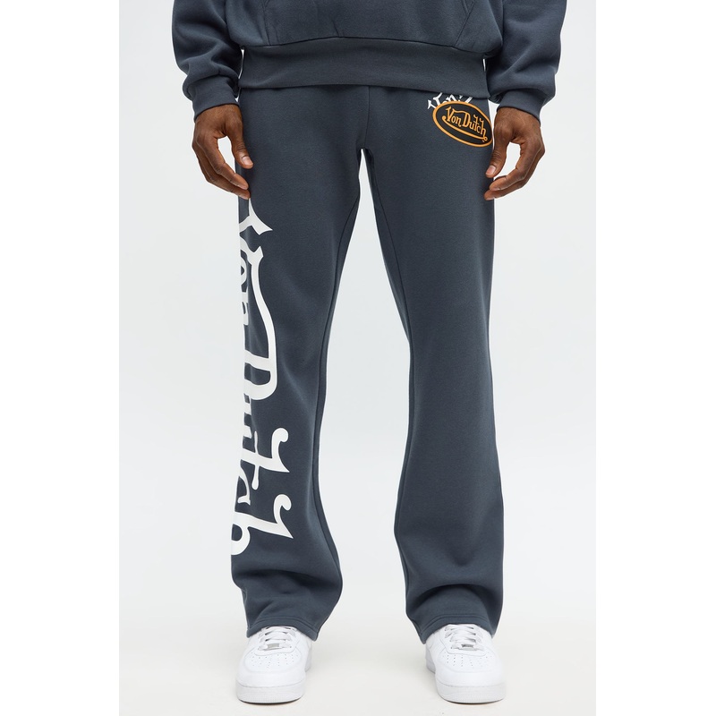 Von Dutch Patchy Baggy Sweatpants – Charcoal