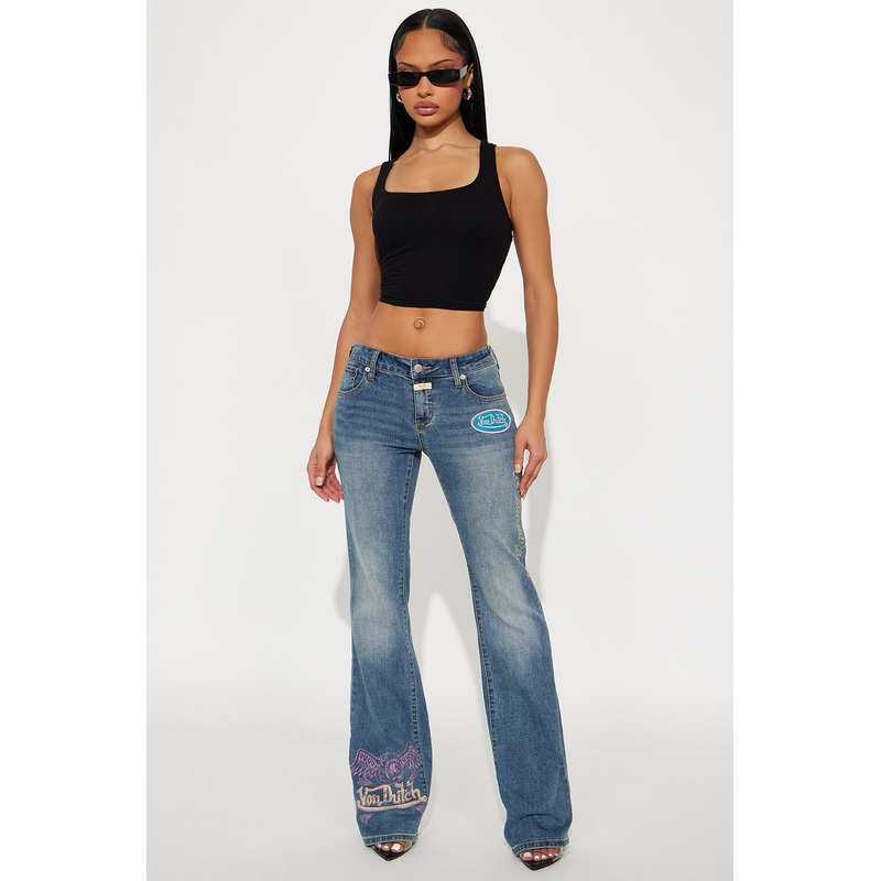 Von Dutch Tinted Low Rise Bootcut Jeans – Light Wash
