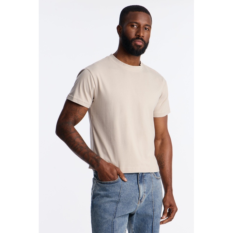 Cropped Crew Baby Tee – Grey
