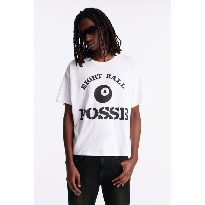 Eazy E Eight Ball Posse Boxy Short Sleeve Tee – White