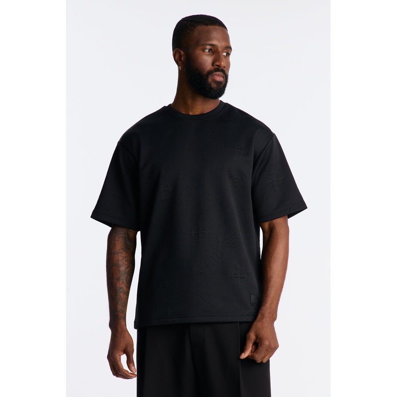 Saints Embossed Crew Tee – Black