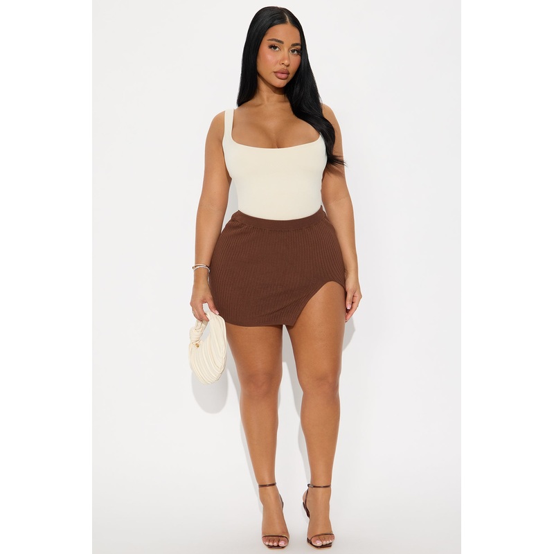 Stella Slit Mini Skirt – Chocolate