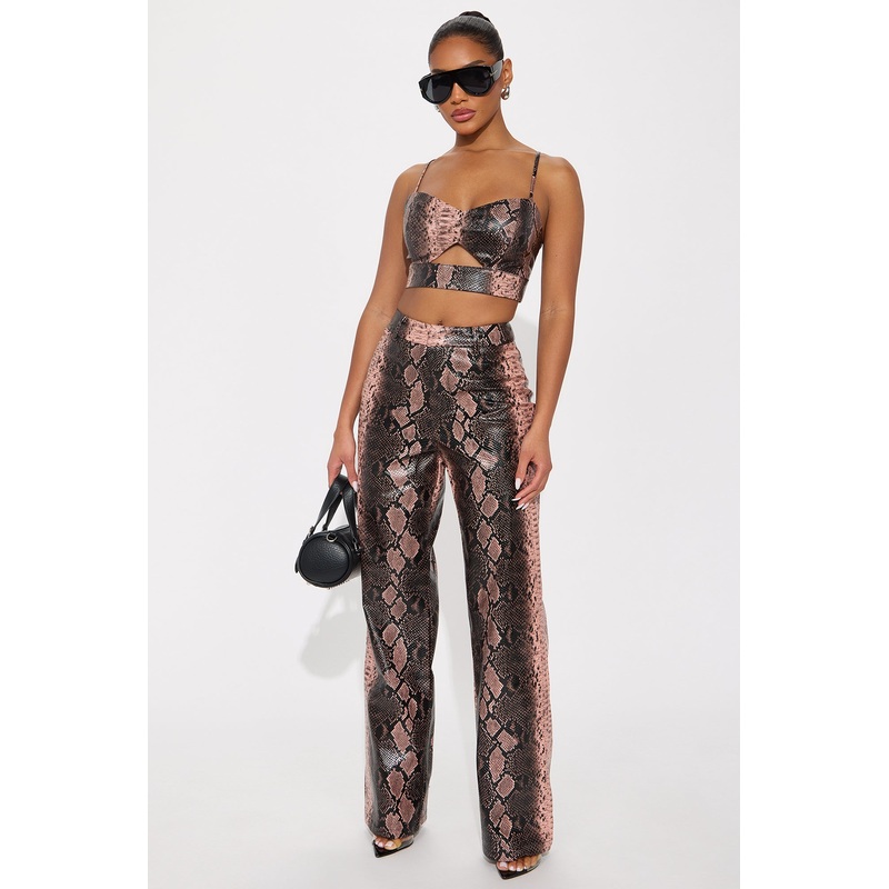 Bad Behavior Faux Leather Snake Skin Pant 32 – Pink/combo