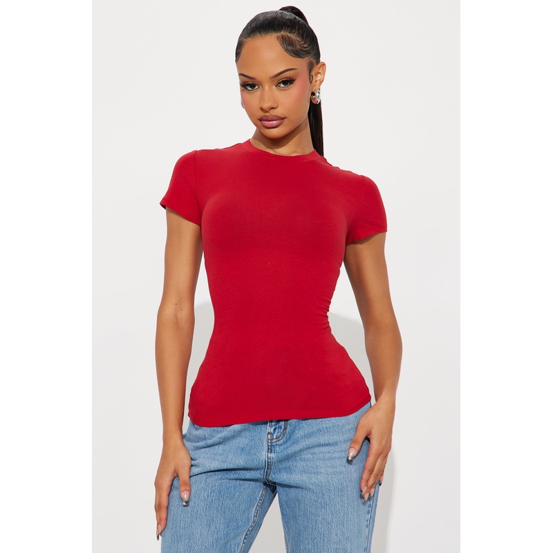 Camilla Classic Fit Crew Neck Tee – DarkRed