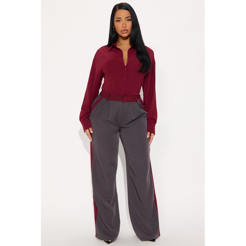 Christina Colorblock Trouser – Charcoal/combo