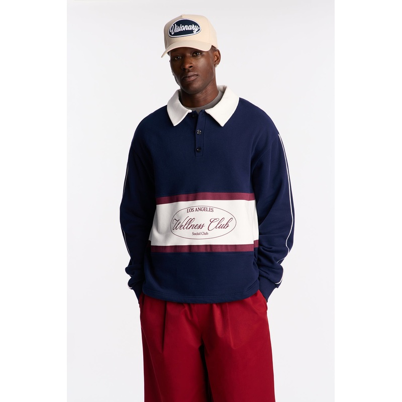 LA Wellness Club Long Sleeve Polo – Navy