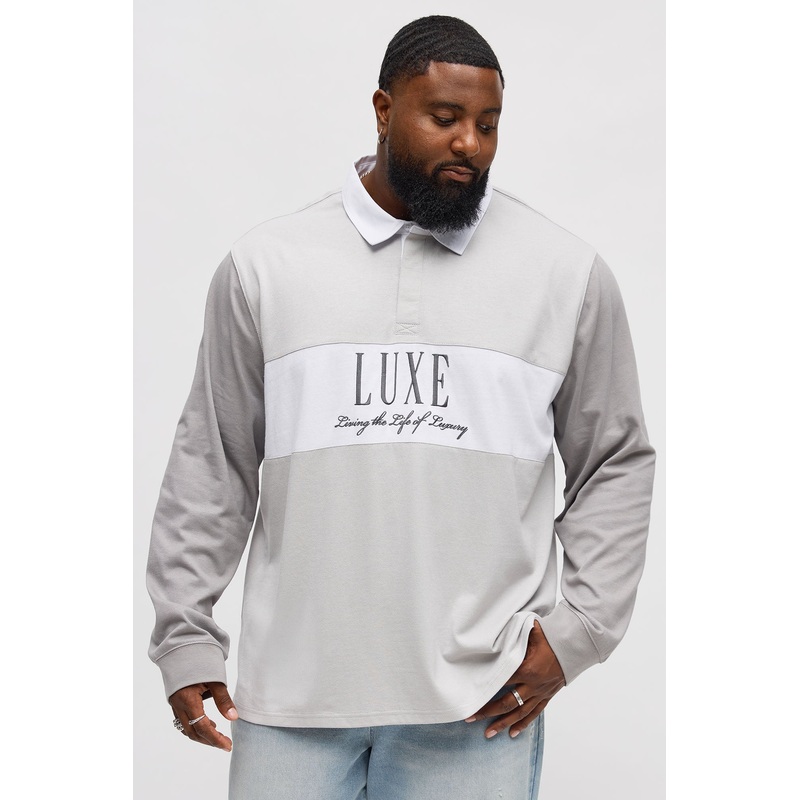Luxe Long Sleeve Polo – Grey
