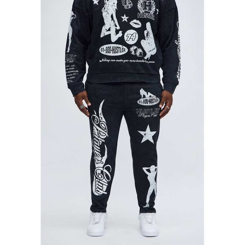 Players Club Raw Hem Flare Sweatpant – Black