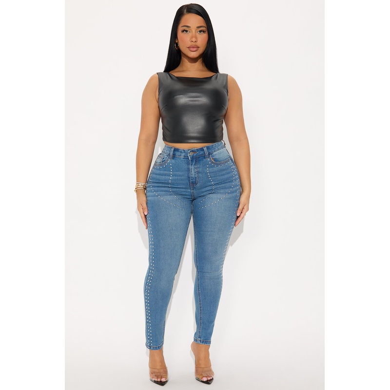 Rock My World Studded Skinny Jean – Dark Wash