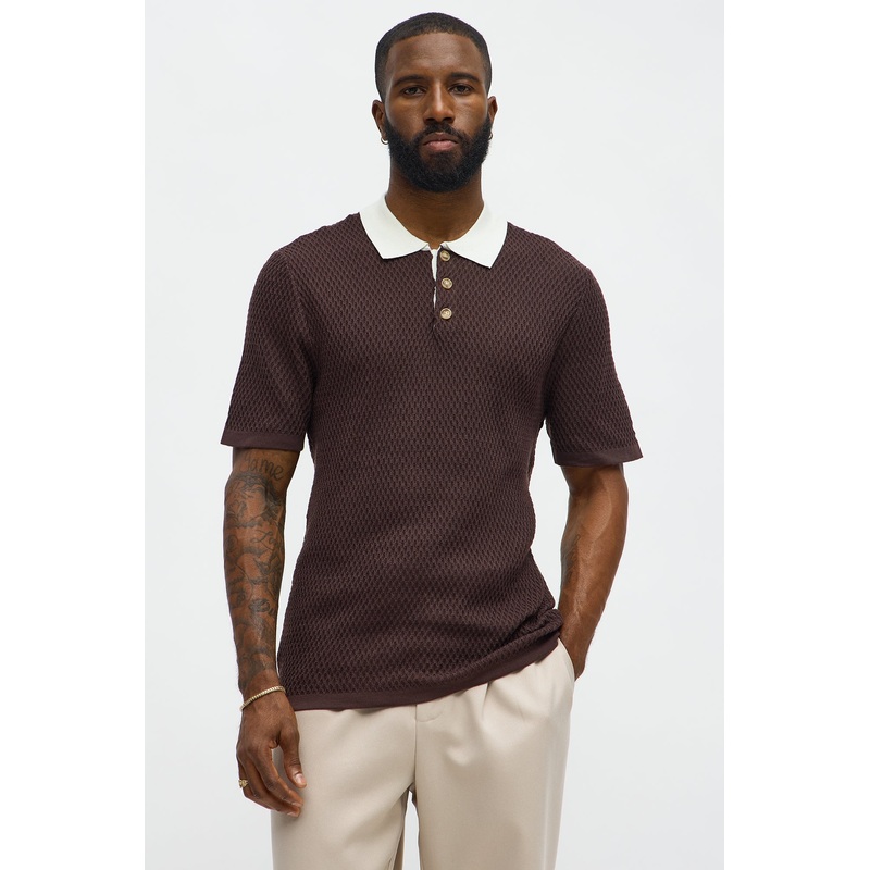 Clubhouse Textured Polo – Brown/combo