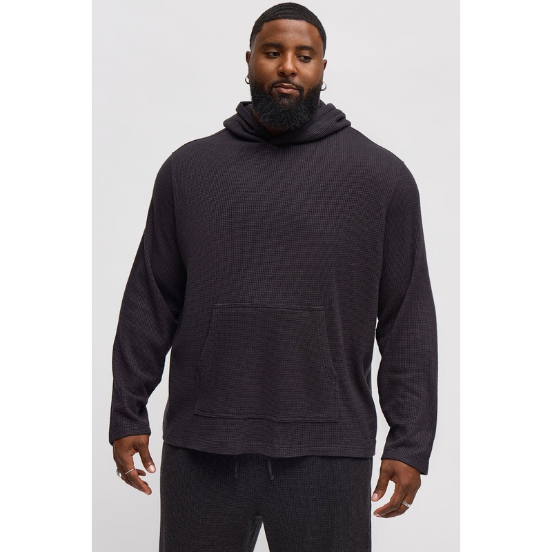 Cozy Waffle Textured Hoodie – Charcoal