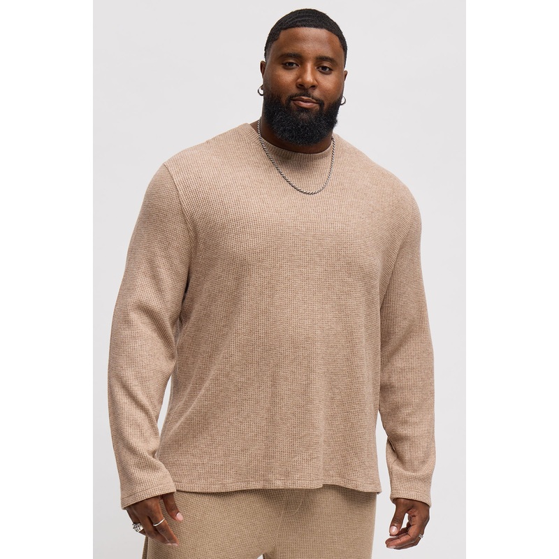 Cozy Waffle Thermal Long Sleeve Shirt – Tan