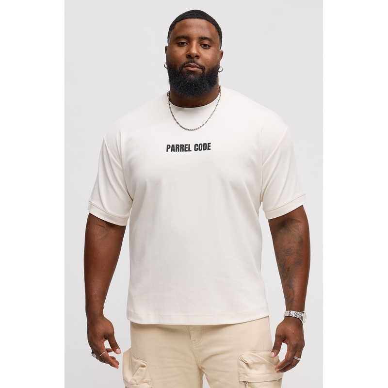 Cropped Parrel Code Everyday Tee – Off White