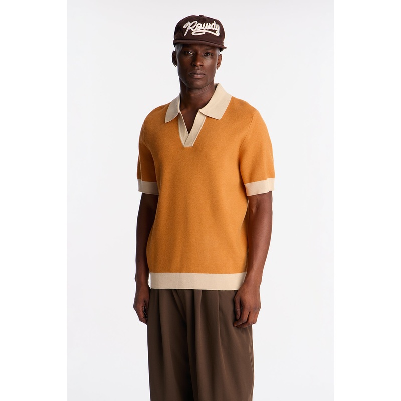 Eastport Johnny Collar Knit Top – Mustard/combo