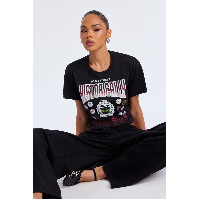 HBCU Cropped Tee – Black