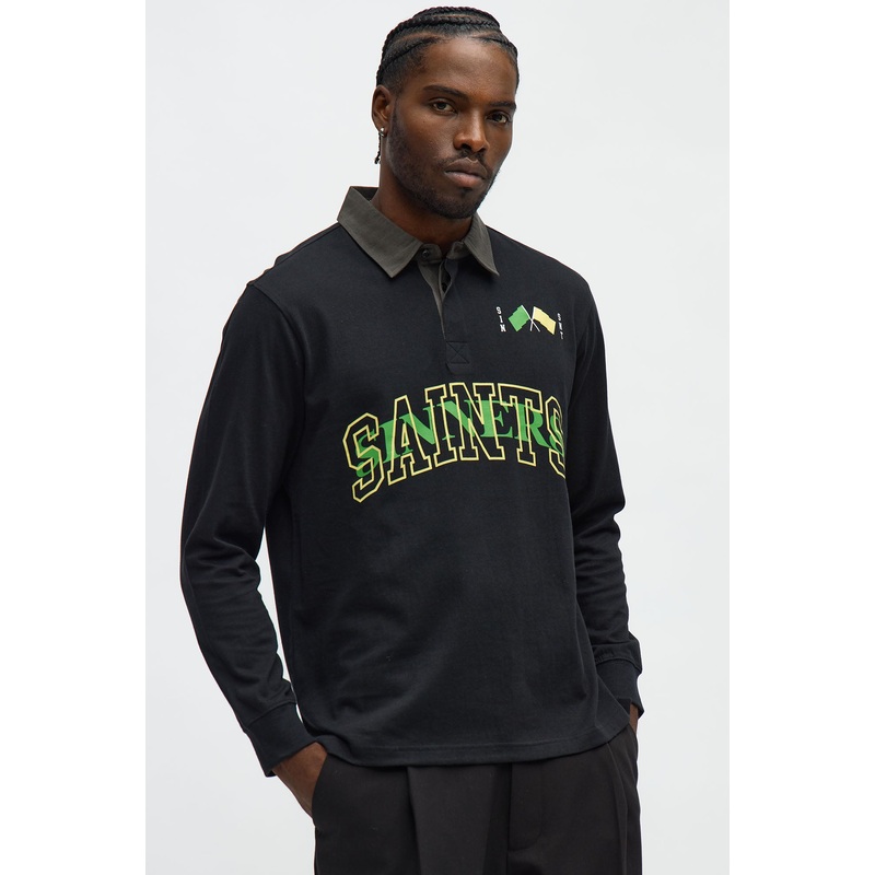Saints Long Sleeve Polo – Black