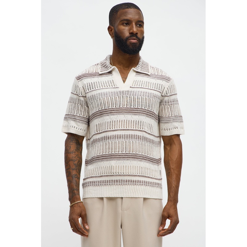 Sunny Day Open Knit Jonny Collar Polo – Multi Color