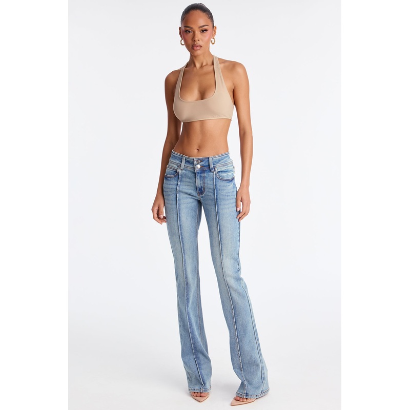 Tall Lisbon Low Rise Pintuck Flare Jeans – Medium Wash