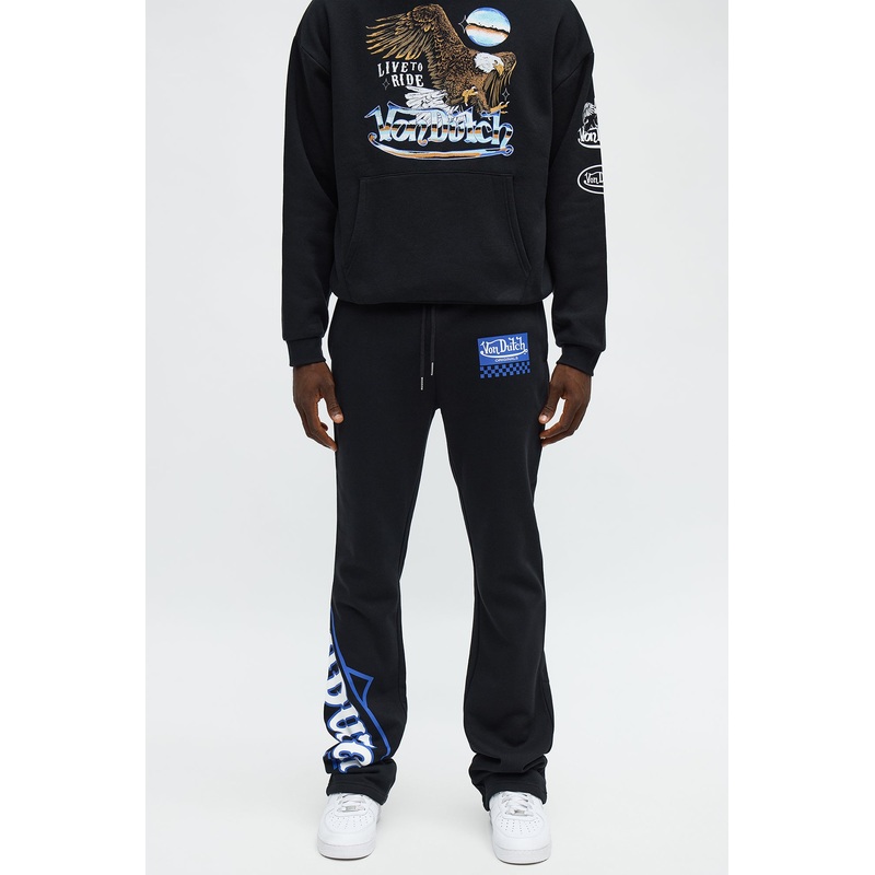 Von Dutch Speed Shop Flared Sweatpants – Black