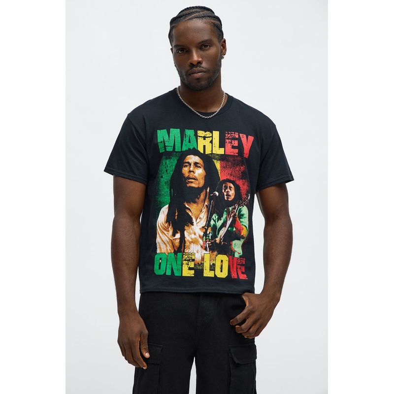 Bob Marley One Love Oversized Short Sleeve Tee – Black