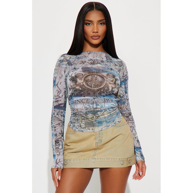 Faith Over Fear Mesh Top – Blue/combo