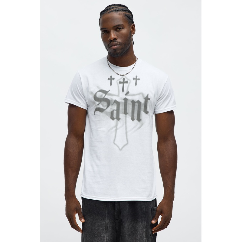 Saint Crosses Oversized Short Sleeve Tee – White