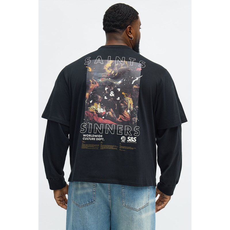 Saints Sinners Twofer Tee – Black