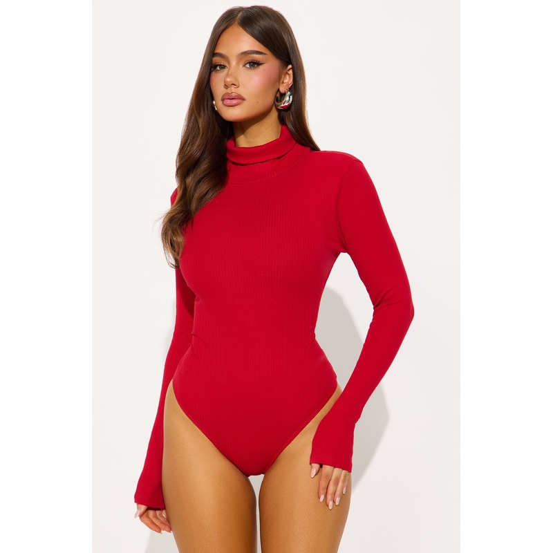 Tess Turtleneck Bodysuit – DarkRed