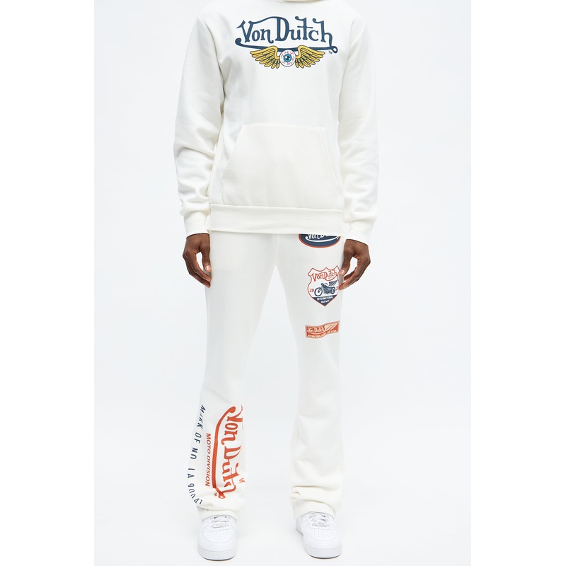 Von Dutch Pinstriped Flared Sweatpants – Cream