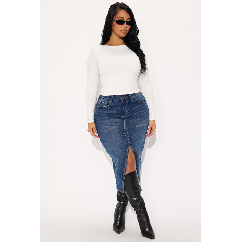 Anna Denim Midi Skirt – Dark Wash