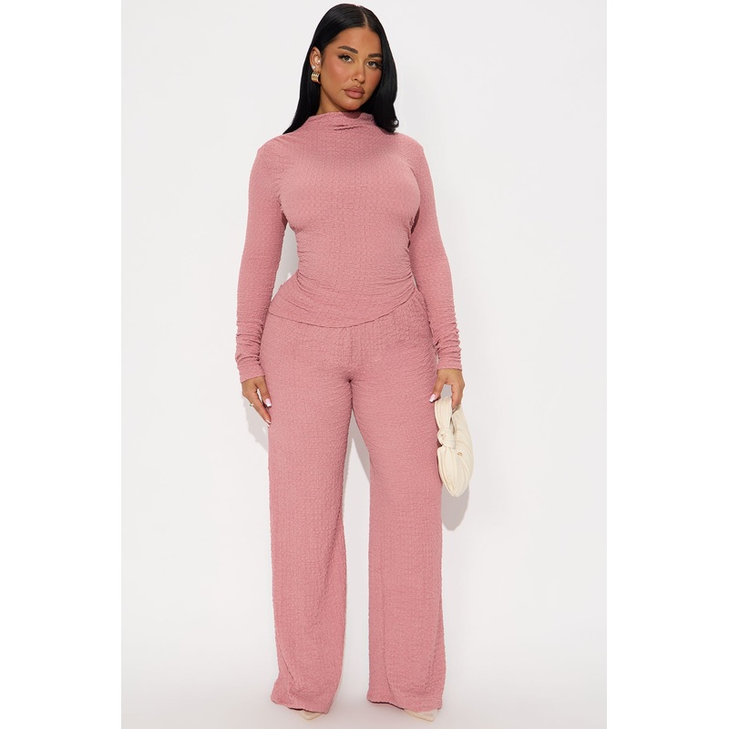 Ariella Textured Pant Set – Mauve