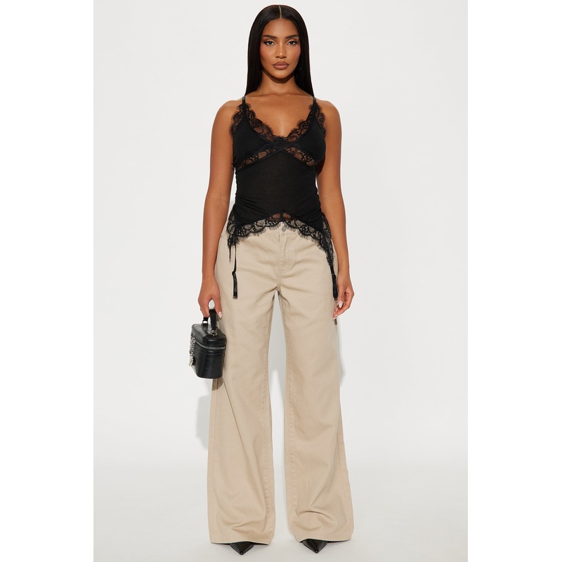 Be A Rockstar Twill Wide Leg Pant 33 – Beige