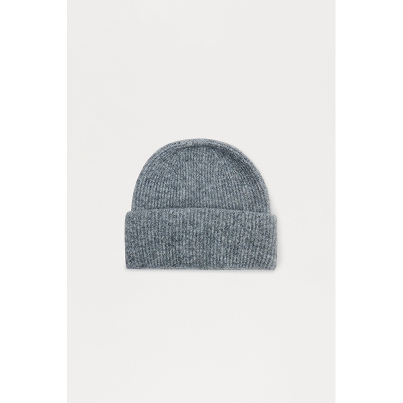 Classic Faux Wool Ribbed Cuff Beanie – Grey
