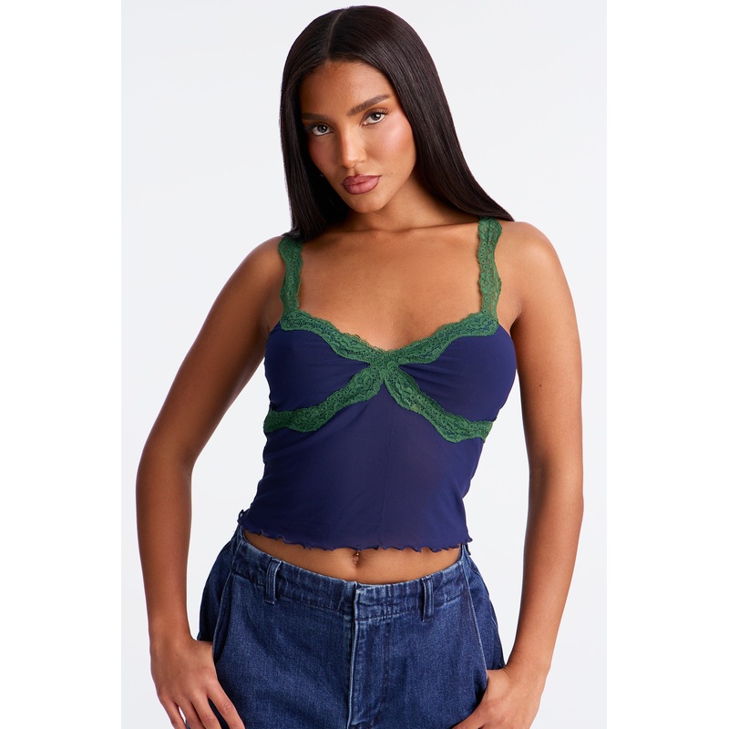 Dua Mesh Cami Top – Blue/combo