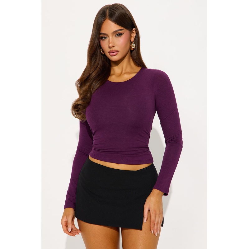 Gianna Double Lined Long Sleeve Top – Plum
