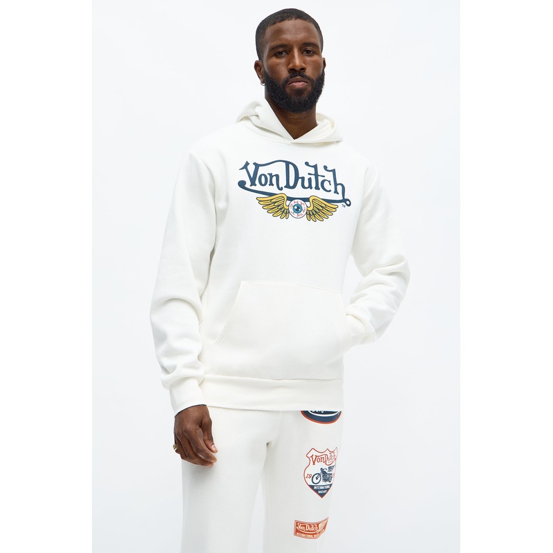 Von Dutch Pinstriped Hoodie – Cream